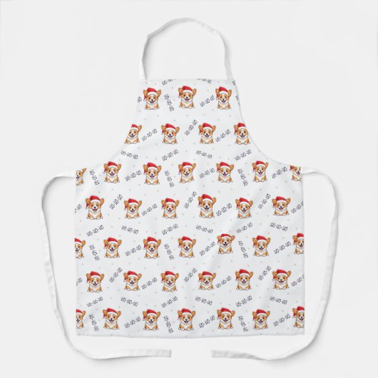 Corgi's in kersthoeden kerstpatroon schort (Voorkant)