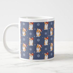 Corgis in Santa Hats en Snowflakes Patroon Extra Grote Beker