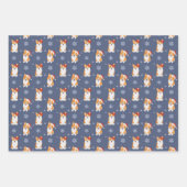 Corgis in Santa Hats en Snowflakes Patroon Inpakpapier Vel (Voorkant 3)