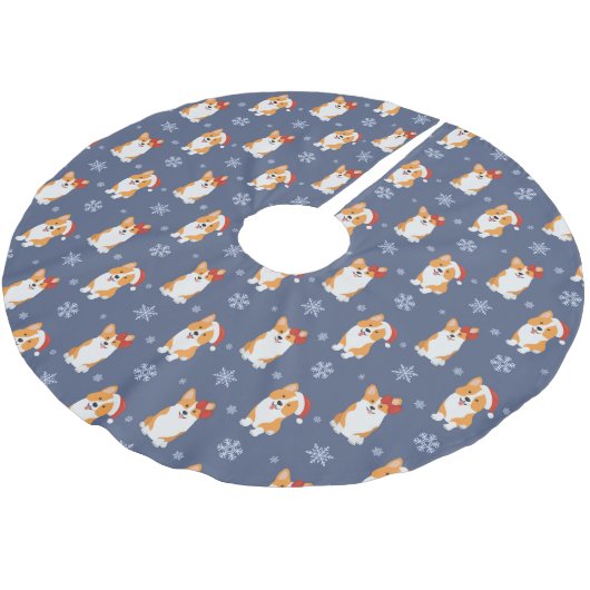 Corgis in Santa Hats en Snowflakes Patroon Kerstboom Rok (Gekanteld)