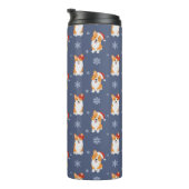 Corgis in Santa Hats en Snowflakes Patroon Thermosbeker (Geroteerd rechts)