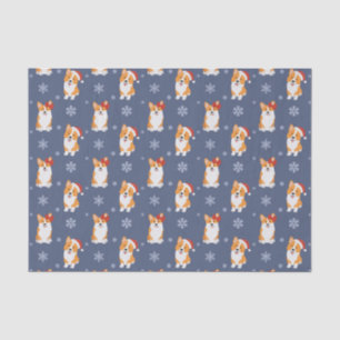 Corgis in Santa Hats en Snowflakes Patroon Tissuepapier