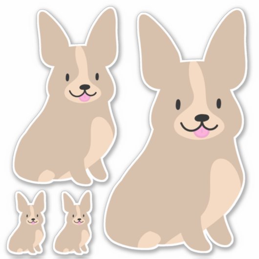Corgis mignon, Tailles différentes, Autocollant (Devant)