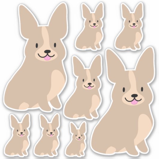 Corgis mignon, Tailles différentes, Autocollant (Devant)