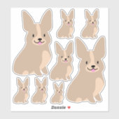 Corgis mignon, Tailles différentes, Autocollant (Feuille)