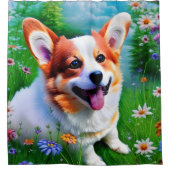 Corgi's tuin douchegordijn (Voorkant)