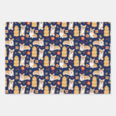 Corgis viert kerstpatroon 3 kleuren inpakpapier vel (Voorkant)