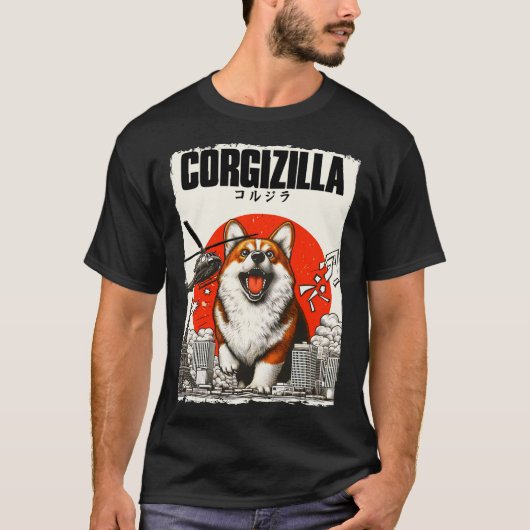 Corgizilla Funny T-shirt de style japonais (Devant)