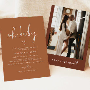 CORIANDER Boheemse Terracotta Oh Baby Baby Shower Kaart