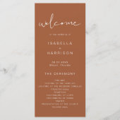 CORIANDER Bohemian Burnt Orange Wedding Programme (Devant)