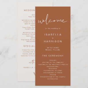CORIANDER Bohemian Burnt Orange Wedding Programme