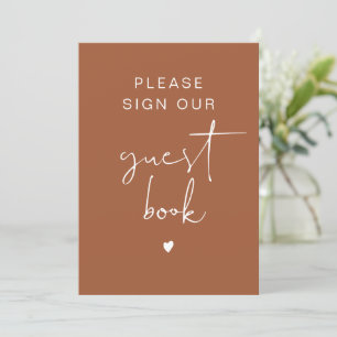 CORIANDER Bohemian Burnt Oranje Guest Book Sign Kaart
