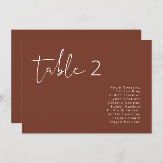 CORIANDER Bohemian Rust Table Seating Kaart (Voorkant / Achterkant)