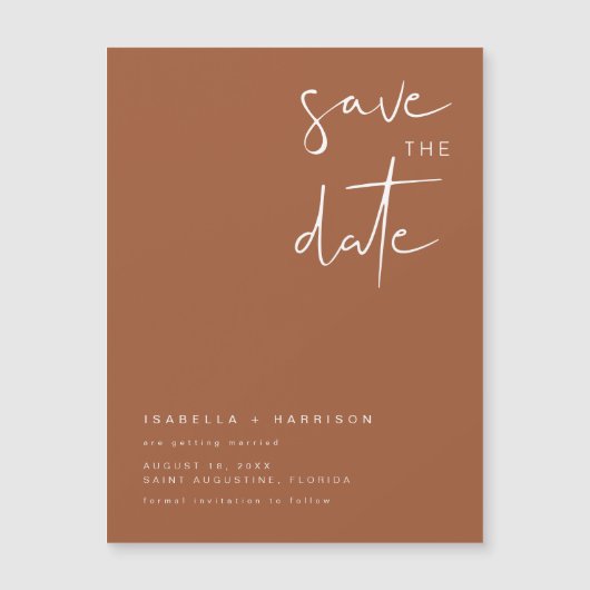 CORIANDER Boho Burnt Orange Save the Date Magnet (Devant)