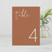 CORIANDER Boho Burnt Oranje Modern Table Number Kaart (Staand voorkant)