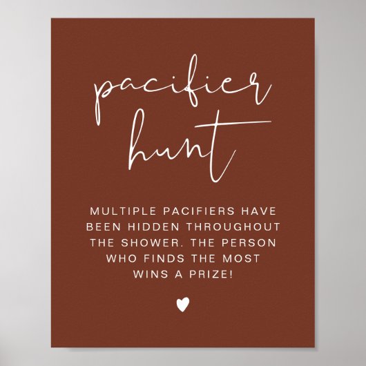 CORIANDER Boho Rust Pacifier Hunt Baby shower Game Poster (Voorkant)