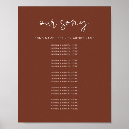 CORIANDER Boho Rust Wedding Song Lyrics Poster (Voorkant)