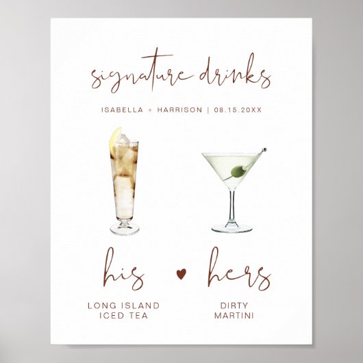 CORIANDER Boho Signature Boire Mariage Bar Poster (Devant)