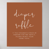 CORIANDER Boho Terracotta Diaper Raffle Game Sign Poster (Voorkant)