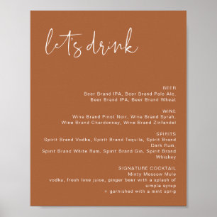 CORIANDER Terracotta Let's Drink Bar Menu Sign Poster