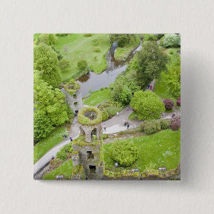 Cork, Ierland. Het beruchte Blarney Castle Vierkante Button 5,1 Cm