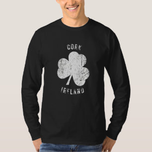 Cork Ierland Vintage Klavertje Vier Afgeleid Uiter T-shirt