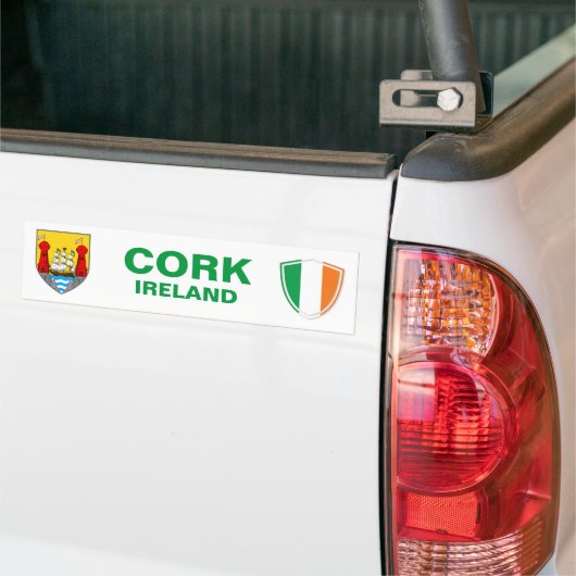 Cork Ireland Crest en Irish Flag Bumpersticker (Op Truck)