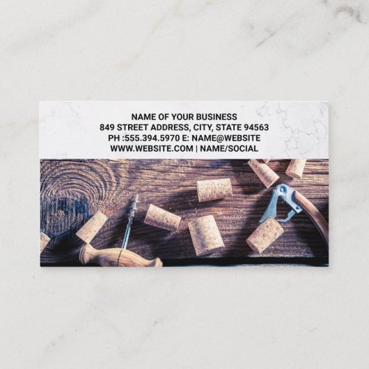 Corks | Carte de visite de table en bois (Dos)