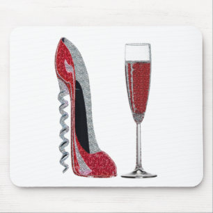 Corkschroef Red Stiletto en Red Wine Art Muismat