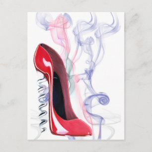 Corkschroef Red Stiletto Shoe Briefkaart