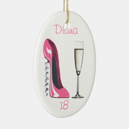 Corkschroef Roze Stiletto en Champagne Ornament (Rechts)