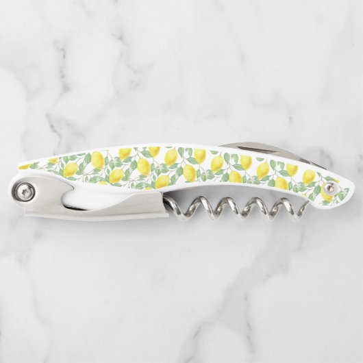 Corkscrew Bottle Opener Yellow and White Lemons (Voorkant)