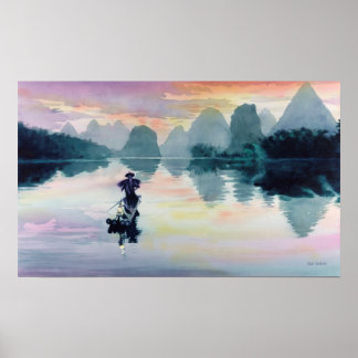 "Cormorant Fisherman" Waterverf China Poster