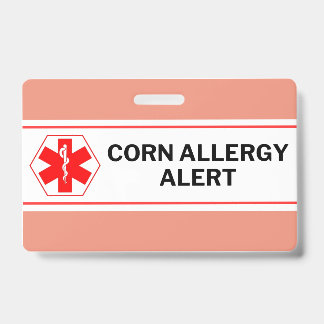 Corn Allergie Alarm Noodkaart Badge
