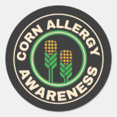 Corn allergie Awareness Logo Ronde Sticker (Voorkant)