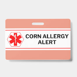 Corn Allergy Alert Emergency Kaart Badge