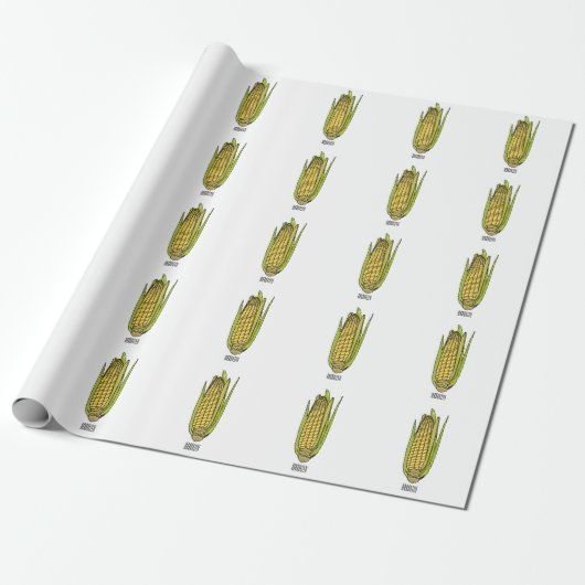 Corn cartoon illustratie cadeaupapier (Uitgerold)