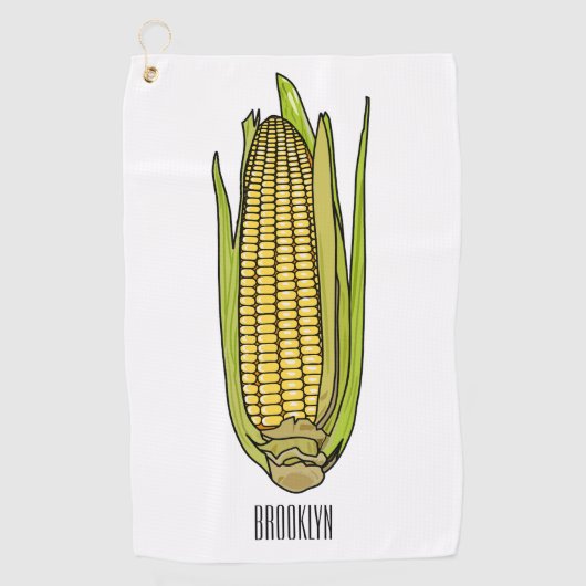 Corn cartoon illustratie golfhanddoek (Voorkant)