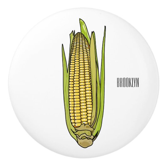 Corn cartoon illustratie keramische knop (Voorkant)
