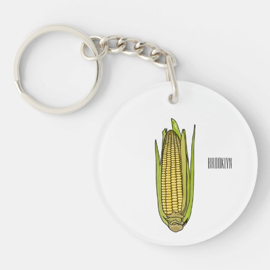 Corn cartoon illustratie sleutelhanger (Voorkant)