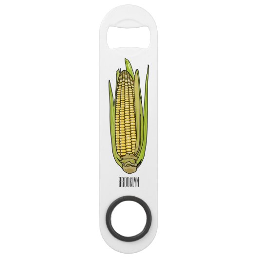 Corn cartoon illustratie speed flessenopener (Voorkant)