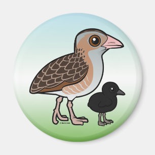 Corn Crake met baby Magneet