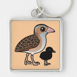 Corn Crake met baby Sleutelhanger
