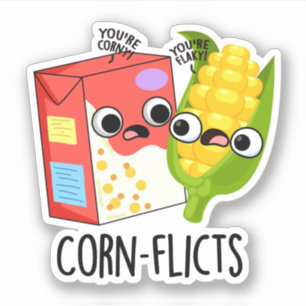 Corn-flict Funny Cornflake Corn Pun Sticker