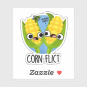 Corn-flict Grappige Corn Pun Sticker (Vel)