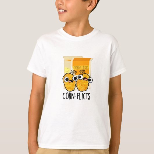 Corn-flicts Funny Corn Flakes Pun T-shirt (Voorkant)