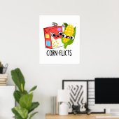 Corn-flicts Funny Cornflake Corn Pun Poster (Thuiskantoor)