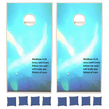 Corn Hole design Matthew 4:19"Venez me suivre"