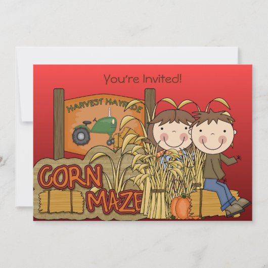 Corn Maze Autumn Party Kaart (Voorkant)