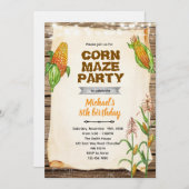 Corn maze birthday party invitation (Devant / Derrière)